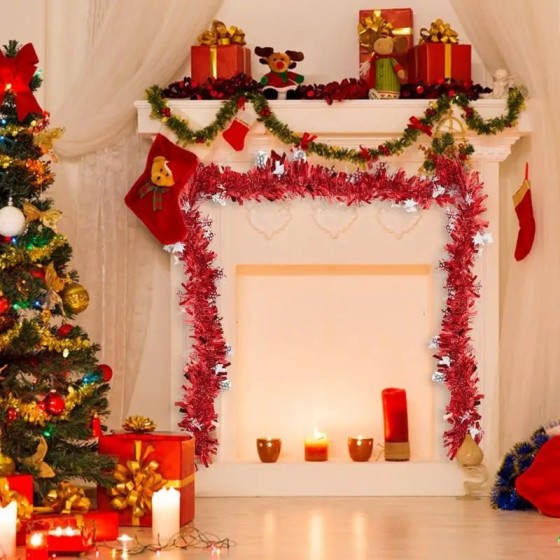 Papel de lentejuelas de 2m, decoraciones para árboles de Navidad, fies