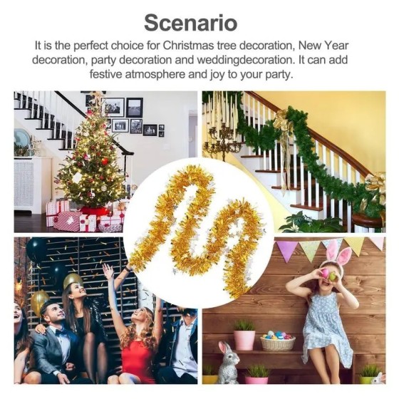 Papel de lentejuelas de 2m, decoraciones para árboles de Navidad, fies