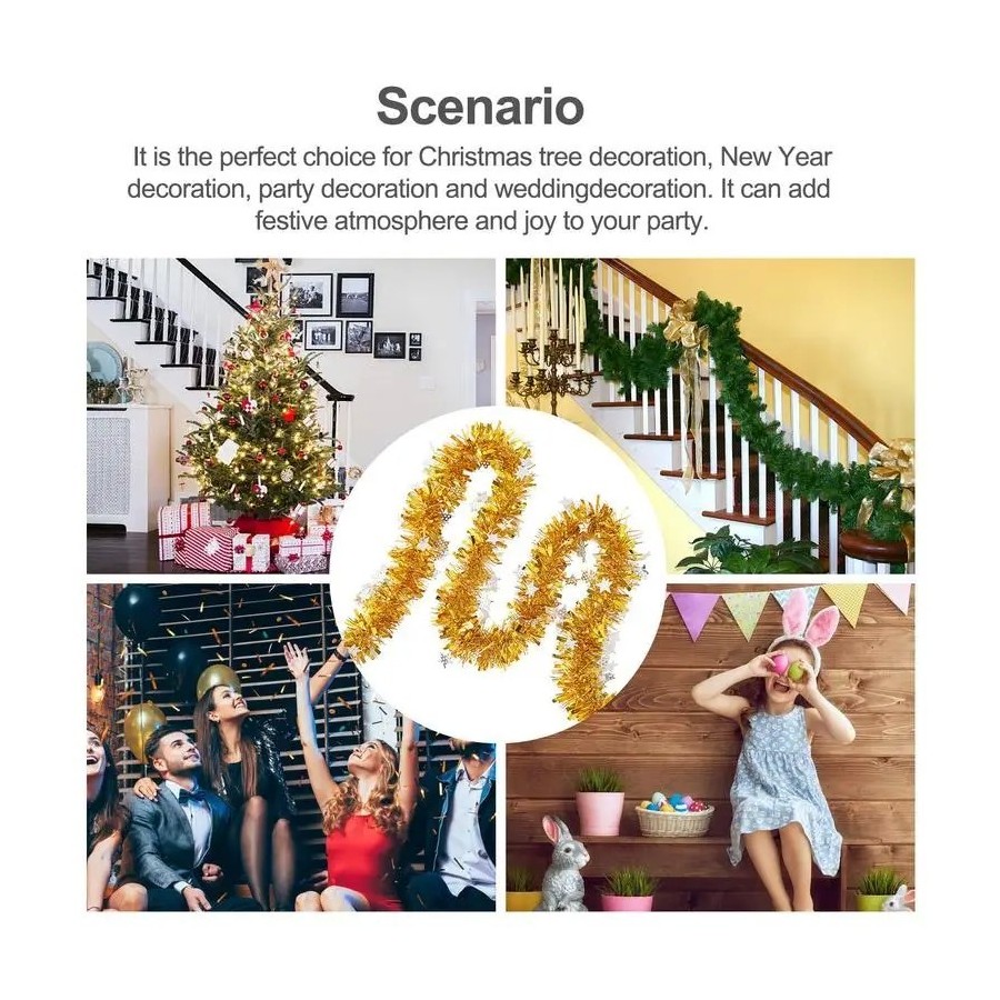 Papel de lentejuelas de 2m, decoraciones para árboles de Navidad, fies