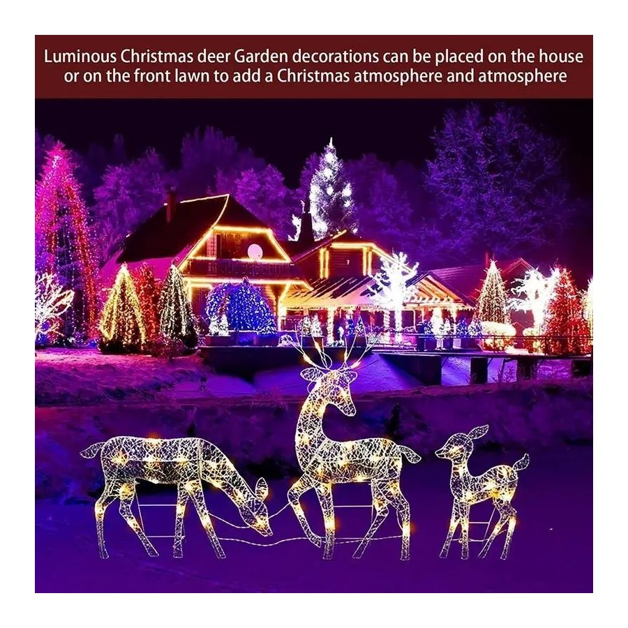 Reno de ciervo iluminado, decoración navideña con luces Led, Bucks Doe