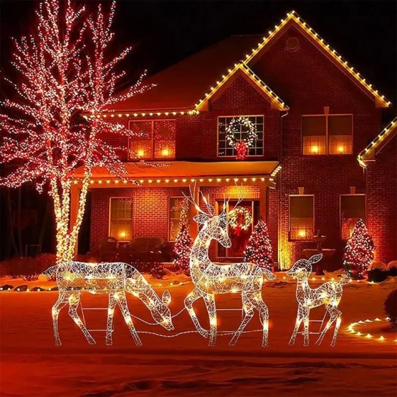 Reno de ciervo iluminado, decoración navideña con luces Led, Bucks Doe