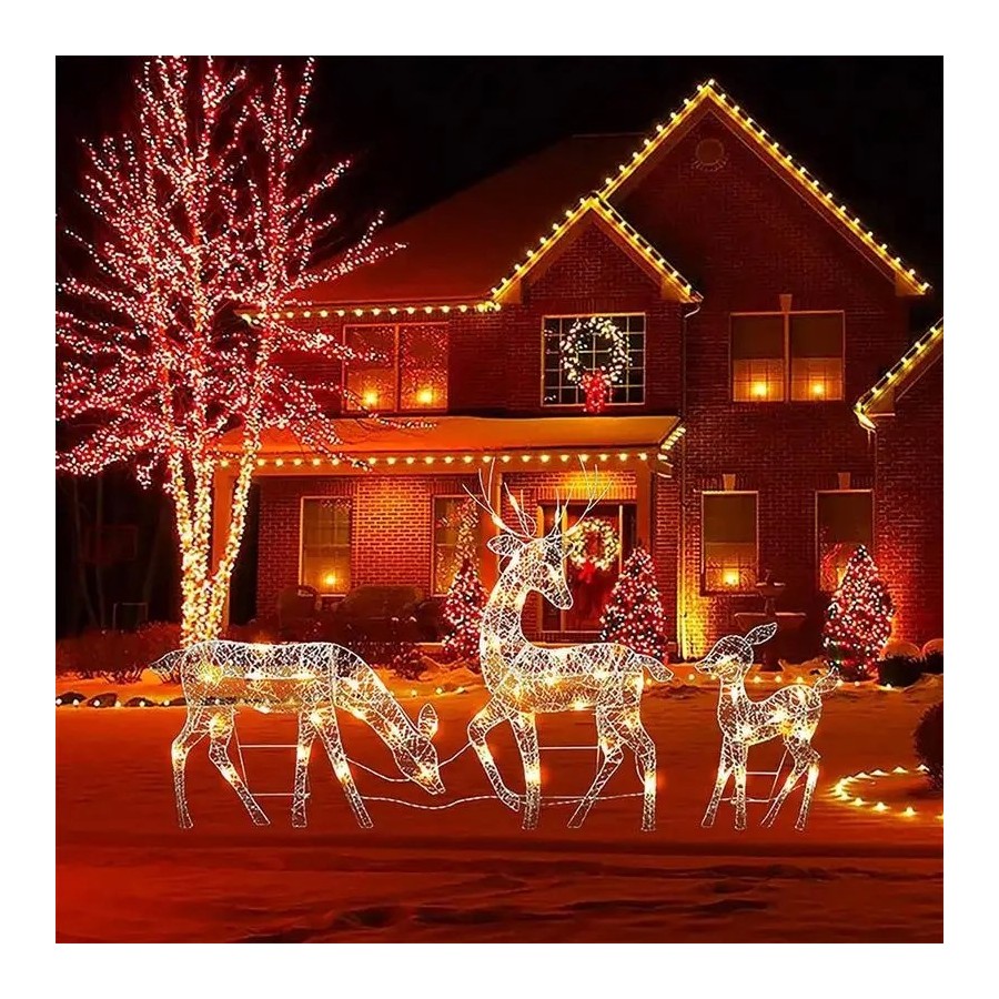 Reno de ciervo iluminado, decoración navideña con luces Led, Bucks Doe