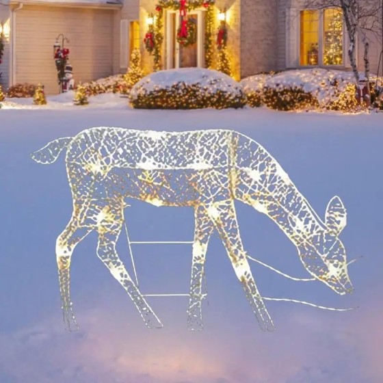 Reno de ciervo iluminado, decoración navideña con luces Led, Bucks Doe