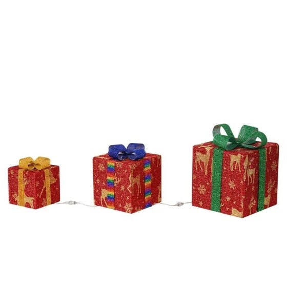 Nueva caja de regalo de Navidad con cadena de luces LED, luz cálida, a