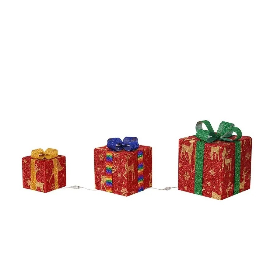 Nueva caja de regalo de Navidad con cadena de luces LED, luz cálida, a