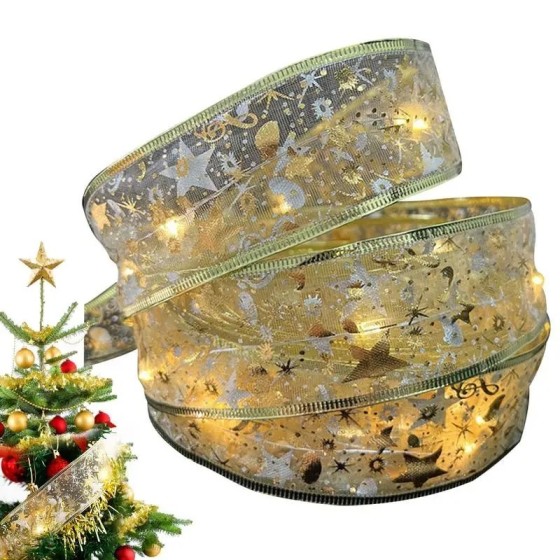 Guirnalda de luces para decoración de árboles de Navidad, cinta de luc