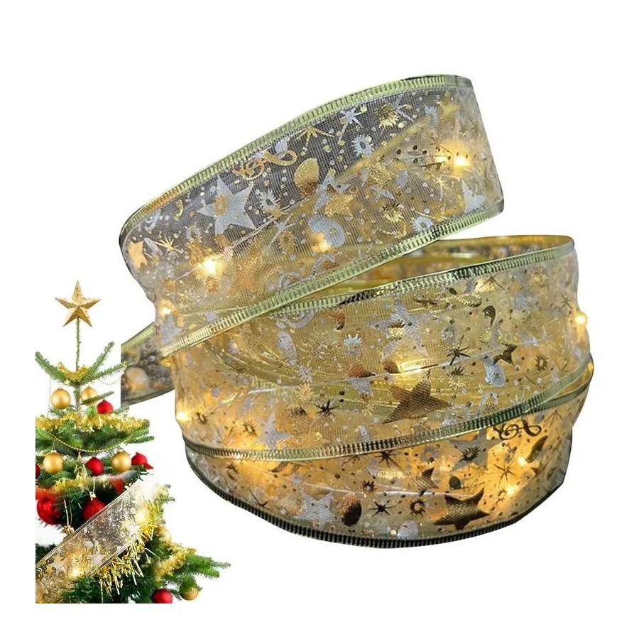 Guirnalda de luces para decoración de árboles de Navidad, cinta de luc