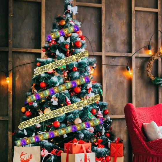 Guirnalda de luces para decoración de árboles de Navidad, cinta de luc