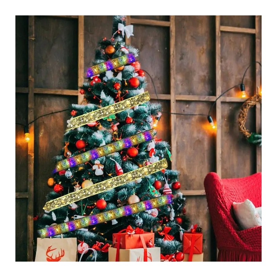 Guirnalda de luces para decoración de árboles de Navidad, cinta de luc