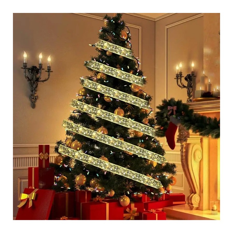 Guirnalda de luces para decoración de árboles de Navidad, cinta de luc