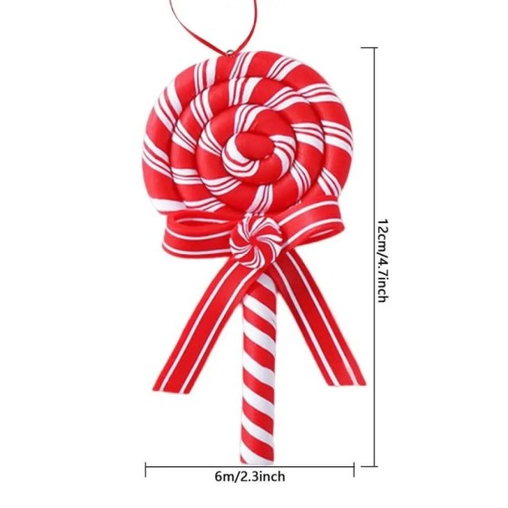 Colgante de piruleta con lazo de Navidad, bonito adorno colgante de ár