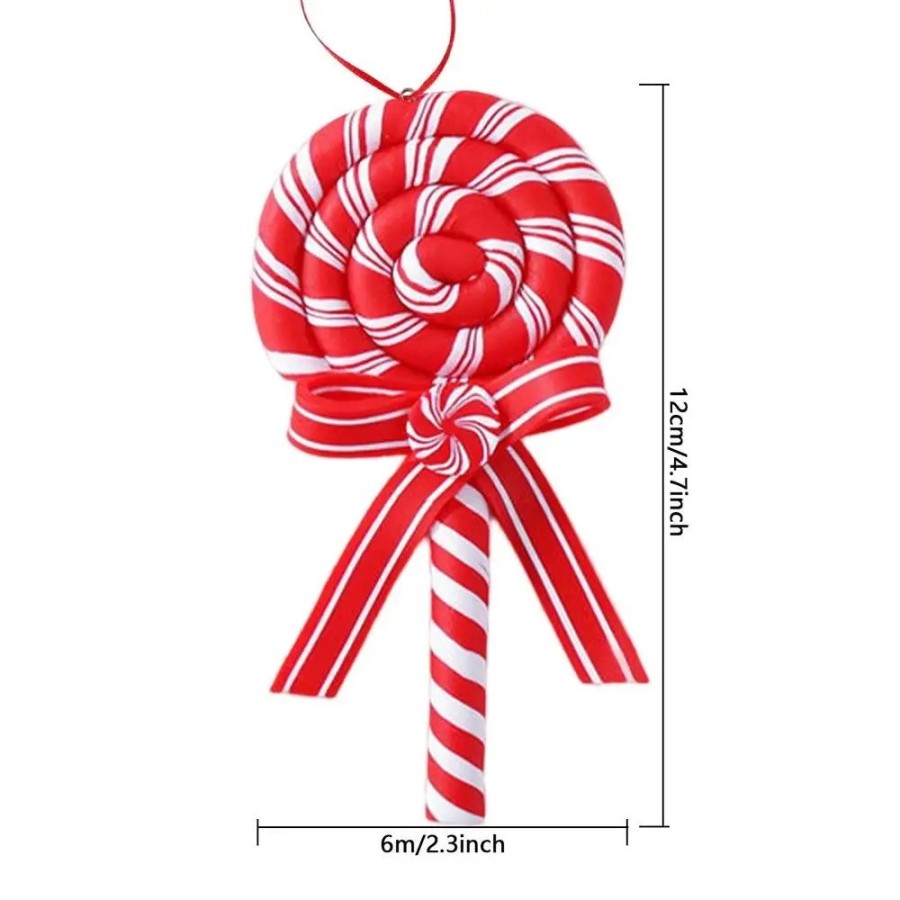 Colgante de piruleta con lazo de Navidad, bonito adorno colgante de ár