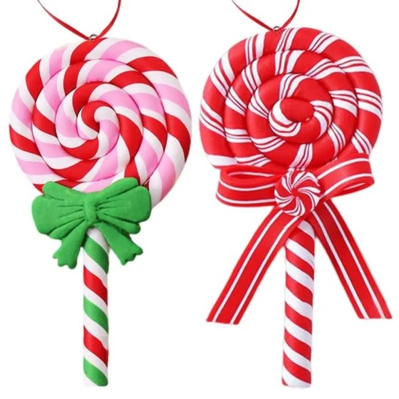 Colgante de piruleta con lazo de Navidad, bonito adorno colgante de ár