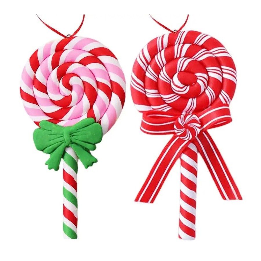 Colgante de piruleta con lazo de Navidad, bonito adorno colgante de ár