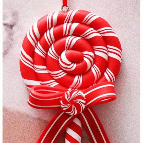 Colgante de piruleta con lazo de Navidad, bonito adorno colgante de ár