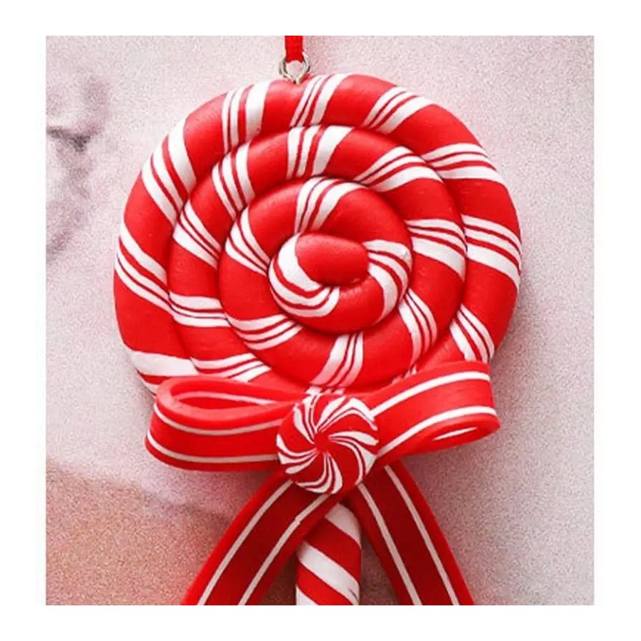 Colgante de piruleta con lazo de Navidad, bonito adorno colgante de ár