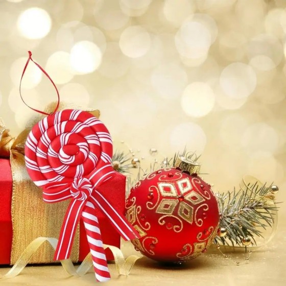 Colgante de piruleta con lazo de Navidad, bonito adorno colgante de ár