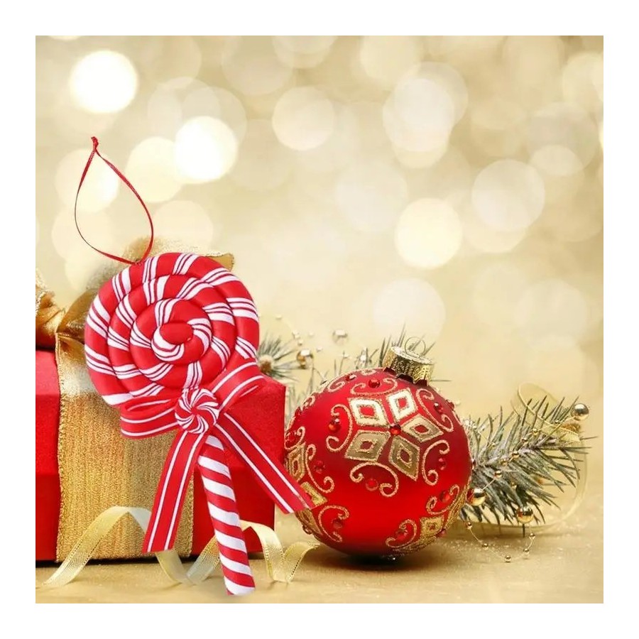 Colgante de piruleta con lazo de Navidad, bonito adorno colgante de ár