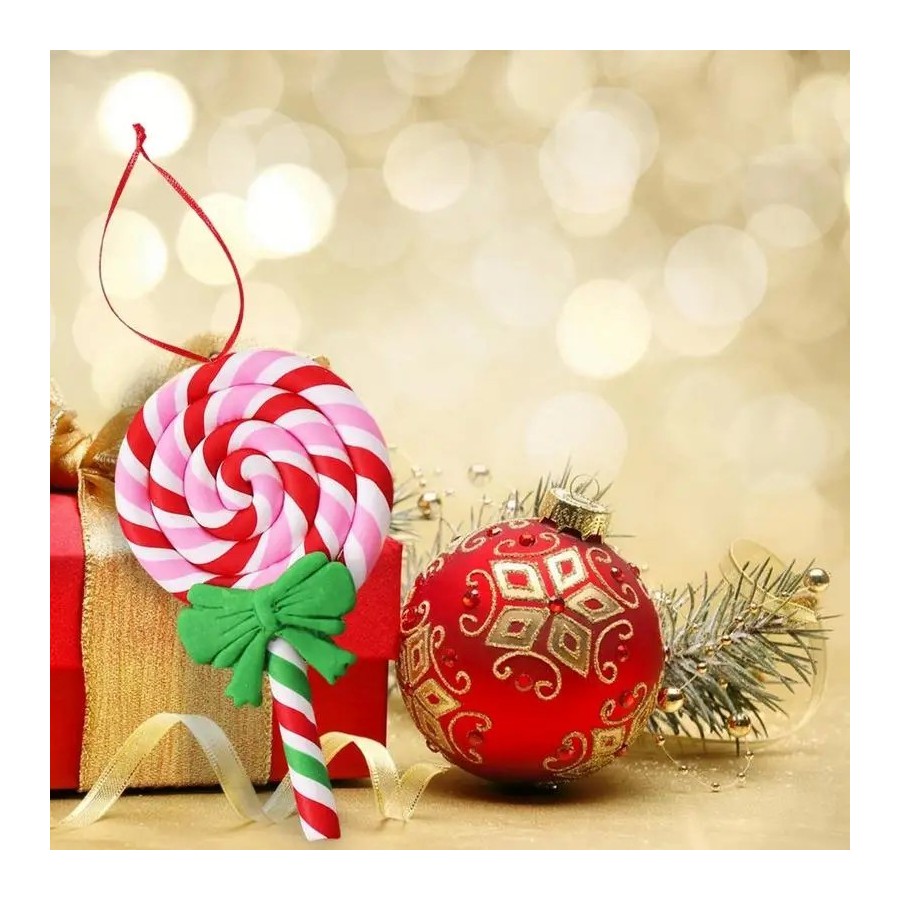Colgante de piruleta con lazo de Navidad, bonito adorno colgante de ár