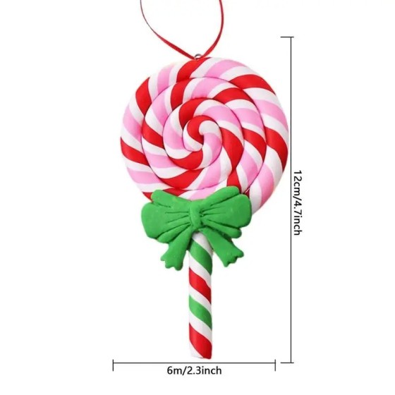 Colgante de piruleta con lazo de Navidad, bonito adorno colgante de ár