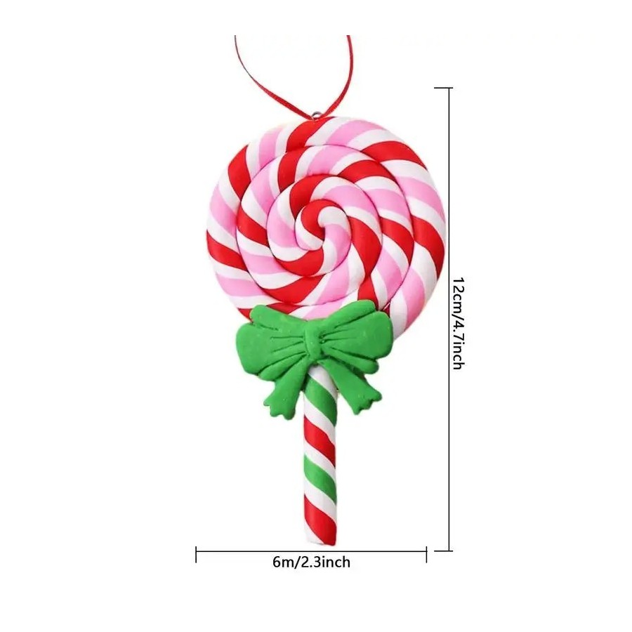 Colgante de piruleta con lazo de Navidad, bonito adorno colgante de ár