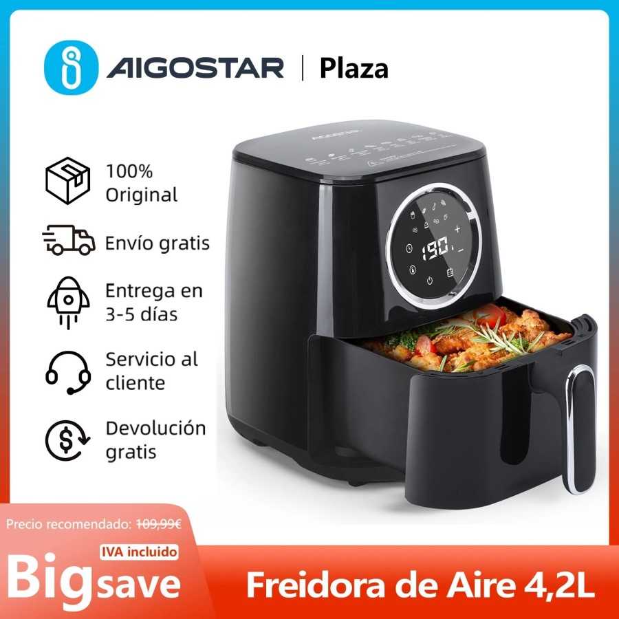 Freidora de Aire Sin Aceite 4,2L, 8 Funciones Preestablecidas + Modo M