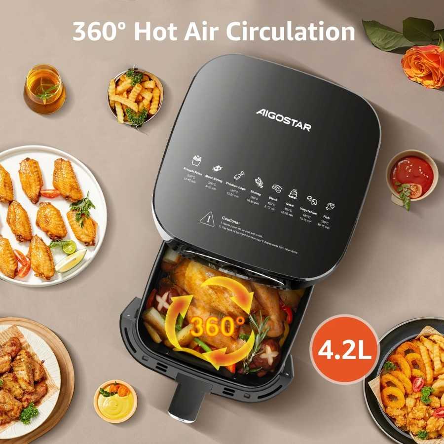 Freidora de Aire Sin Aceite 4,2L, 8 Funciones Preestablecidas + Modo M