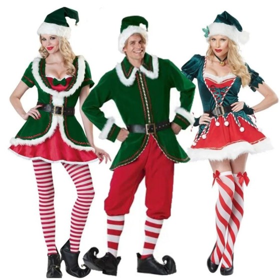 Disfraz de Navidad para hombre y mujer, traje de Papá Noel para pareja