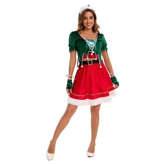 Disfraz de Navidad para hombre y mujer, traje de Papá Noel para pareja Disfraz de Navidad para hombre y mujer, traje de Papá Noel para pareja