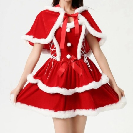 Vestido de fiesta con temática navideña, traje de terciopelo cálido, Mini conejito, Santa Claus, muñeco de nieve, elfo verde, no