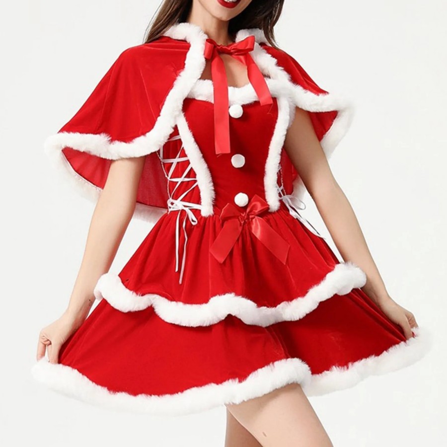 Vestido de fiesta con temática navideña, traje de terciopelo cálido, M