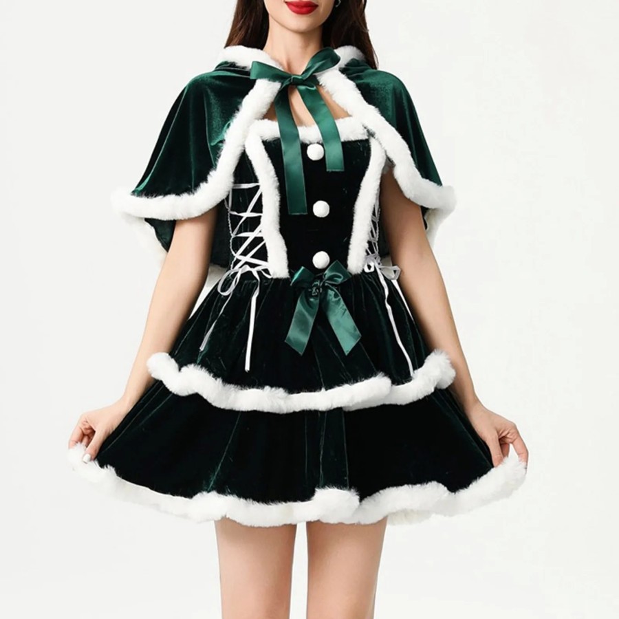 Vestido de fiesta con temática navideña, traje de terciopelo cálido, M