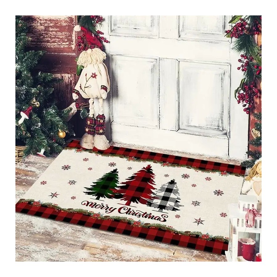 Alfombra decorativa navideña para puerta de entrada, dormitorio, baño,