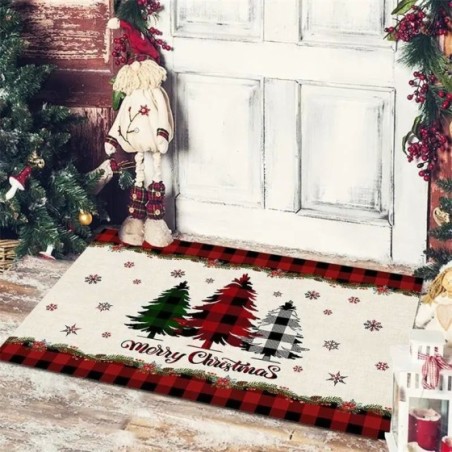 Alfombra decorativa navideña para puerta de entrada, dormitorio, baño, inodoro, alfombra antideslizante, Feliz Navidad, regalo d
