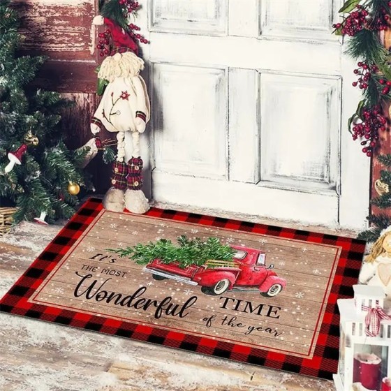 Alfombra decorativa navideña para puerta de entrada, dormitorio, baño,