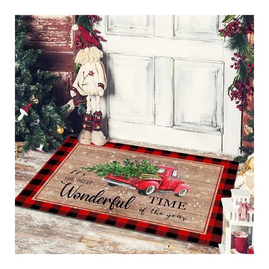 Alfombra decorativa navideña para puerta de entrada, dormitorio, baño,