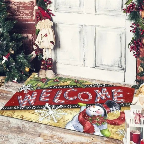 Alfombra decorativa navideña para puerta de entrada, dormitorio, baño,