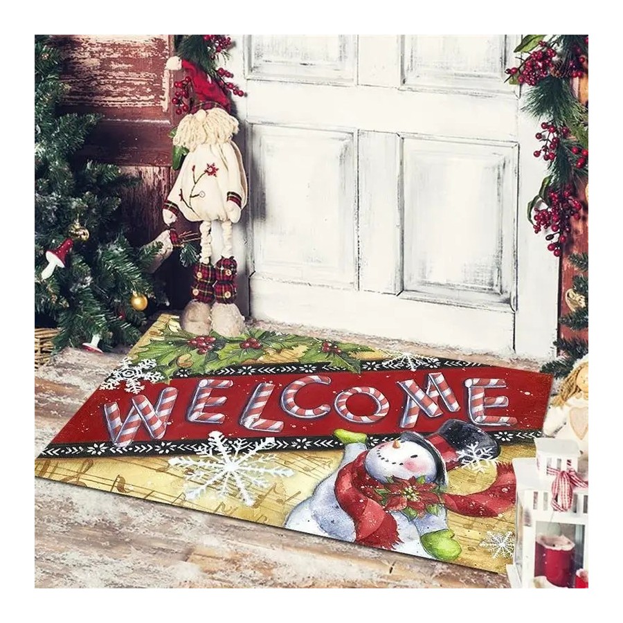Alfombra decorativa navideña para puerta de entrada, dormitorio, baño,