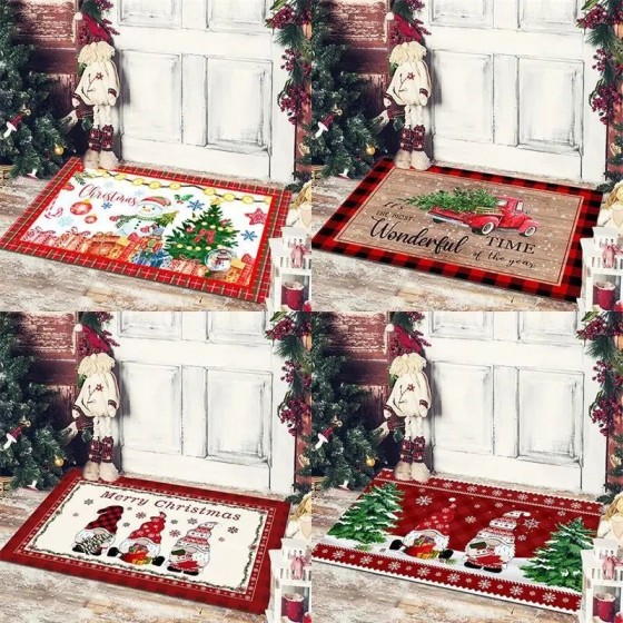 Alfombra decorativa navideña para puerta de entrada, dormitorio, baño,