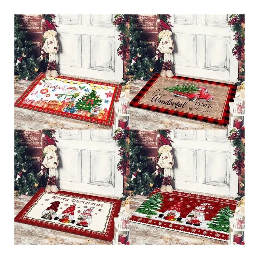 Alfombra decorativa navideña para puerta de entrada, dormitorio, baño,