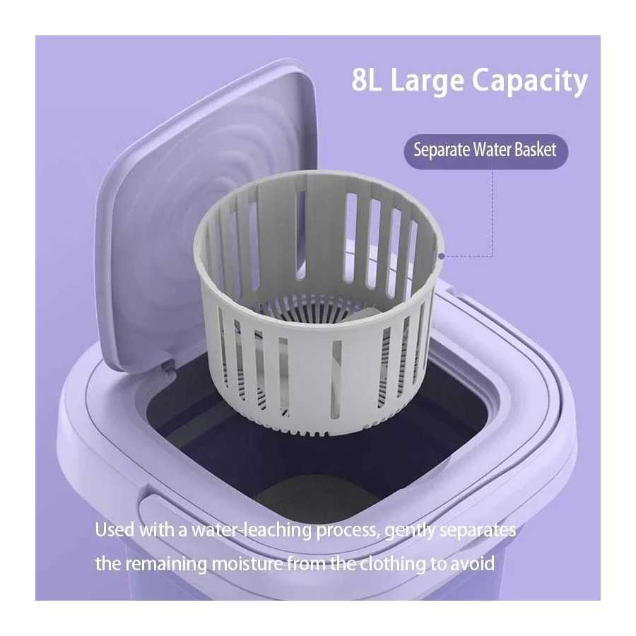 Lavadora plegable portátil con secador giratorio, Mini ropa interior a