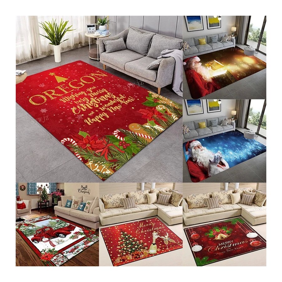 Alfombra navideña de Papá Noel, decoración del hogar, sala de estar, d Alfombra navideña de Papá Noel, decoración del hogar, sala de estar, d