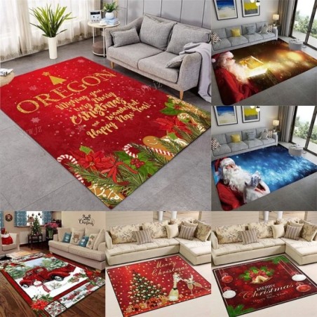Alfombra navideña de Papá Noel, decoración del hogar, sala de estar, dormitorio, cabecera, baño, cocina, antideslizante