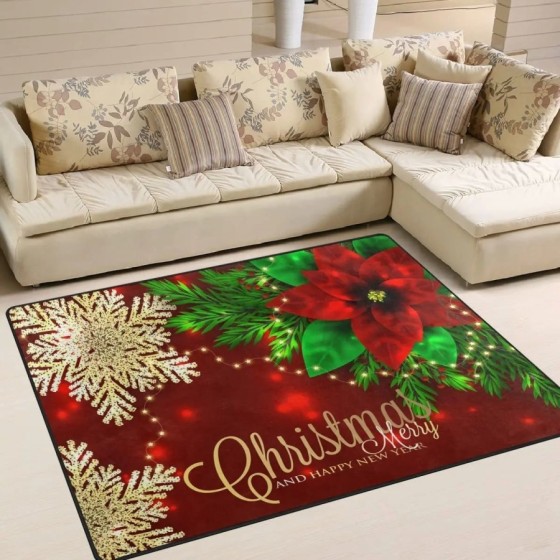 Alfombra navideña de Papá Noel, decoración del hogar, sala de estar, d Alfombra navideña de Papá Noel, decoración del hogar, sala de estar, d