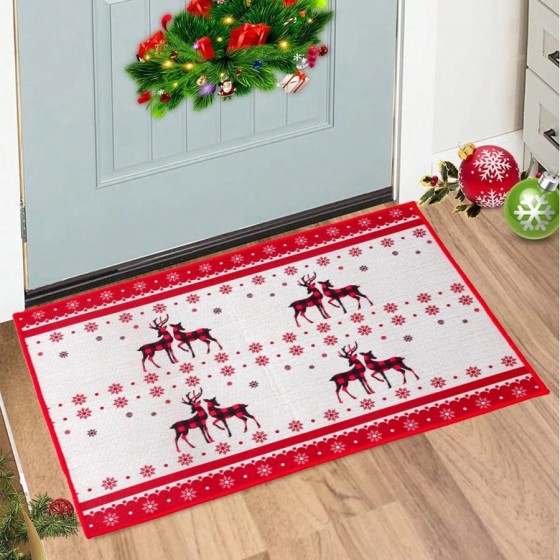 Alfombrilla antideslizante para puerta de entrada, decoración navideña