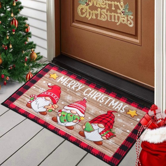 Alfombrilla antideslizante para puerta de entrada, decoración navideña