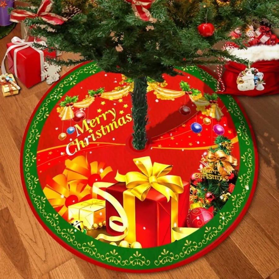 Falda de árbol de Navidad con estampado de alce y copo de nieve, tapet