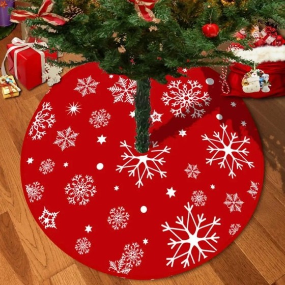 Falda de árbol de Navidad con estampado de alce y copo de nieve, tapet