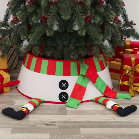 Falda de árbol de Navidad para decoración de fiestas, Feliz Navidad, F