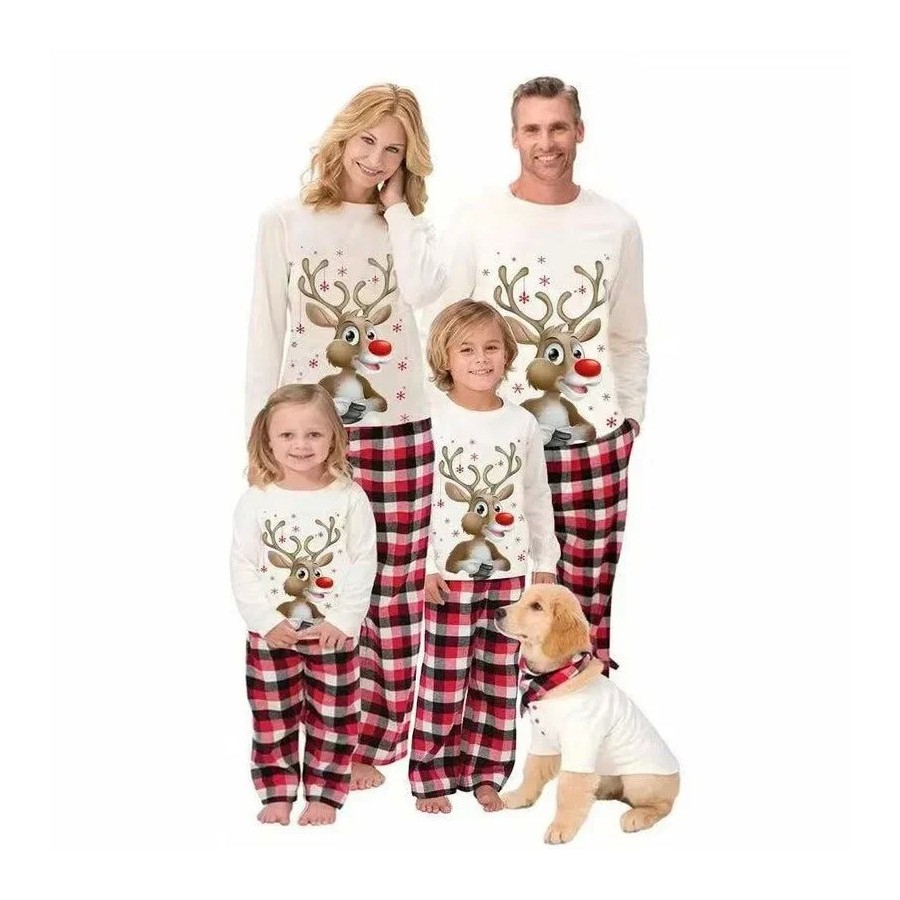 Conjunto de pijamas a juego para mamá, papá y niños, Pelele de perro y